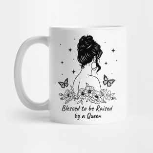 Blessed to be Raised by a Queen Outline Floral Mom Mug